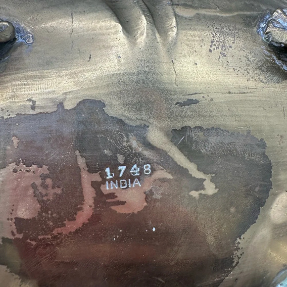 Vintage Etched Brass Footed Dish Bowl Trinket Catchall Decor - Picture 5 of 9